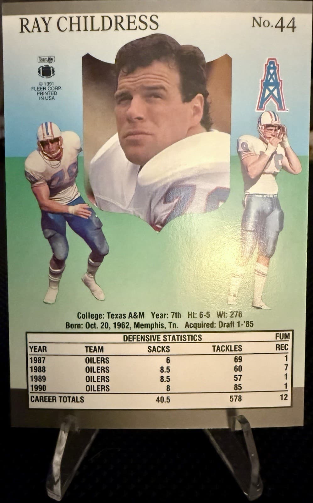 1991 Fleer Ultra - Ray Childress #44 Houston Oilers Football Card NFL HOF - Thumbnail 3