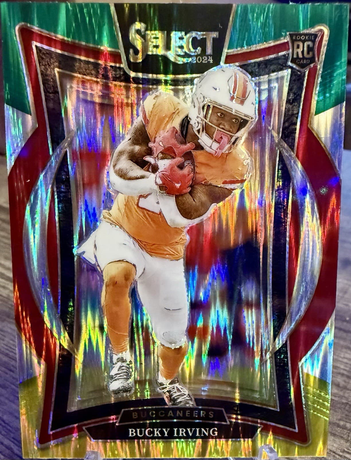 2024 Panini Select - Concourse Bucky Irving #4 Green & Yellow Shock Prizm (RC) - Thumbnail 6