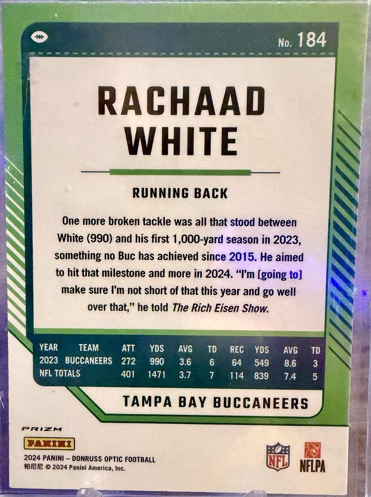 2024 Panini Donruss Optic - Rachaad White #184 Holo Prizm - Thumbnail 2