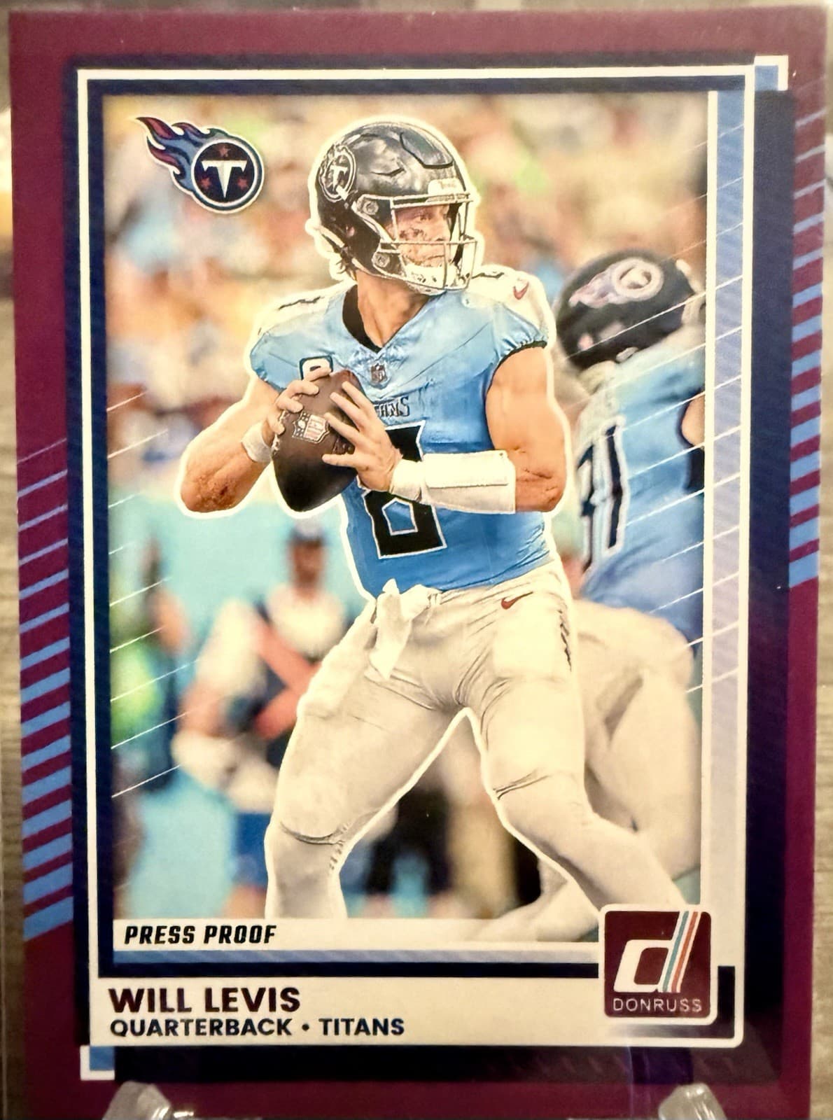 2025 Panini Donruss Will Levis Purple Press Proof #80 Tennessee Titans - Thumbnail 3
