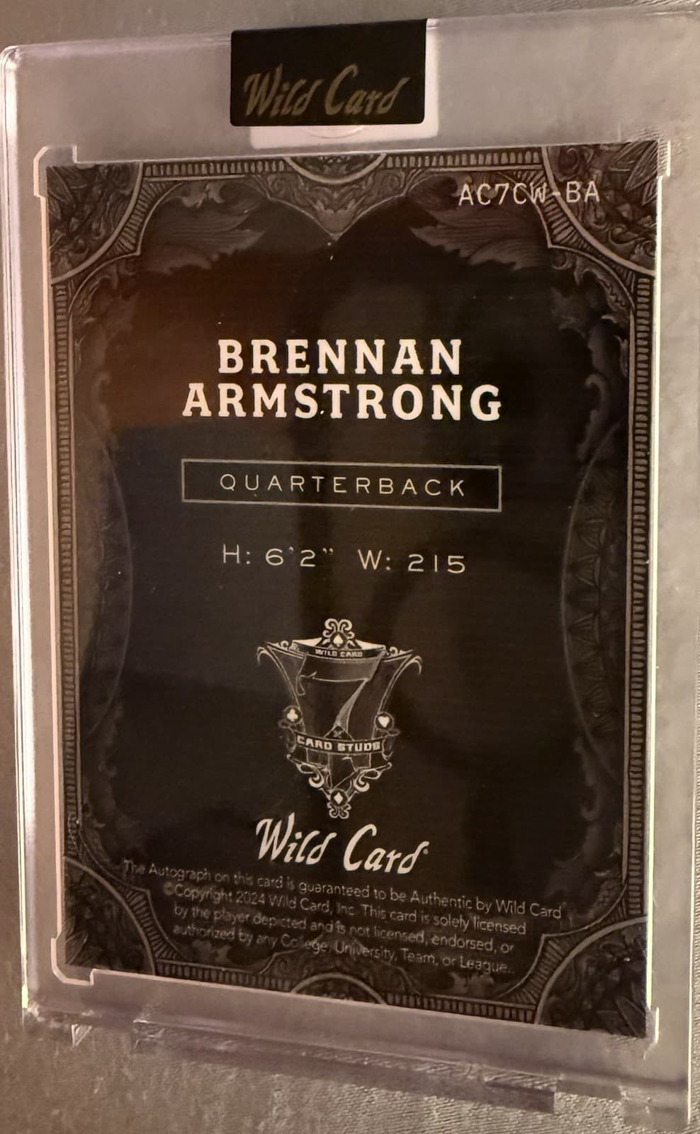 2024 Wild Card 7 Card Studs Brennan Armstrong Rookie Auto 1/1 #AC7CW-BA NCAA - Thumbnail 2