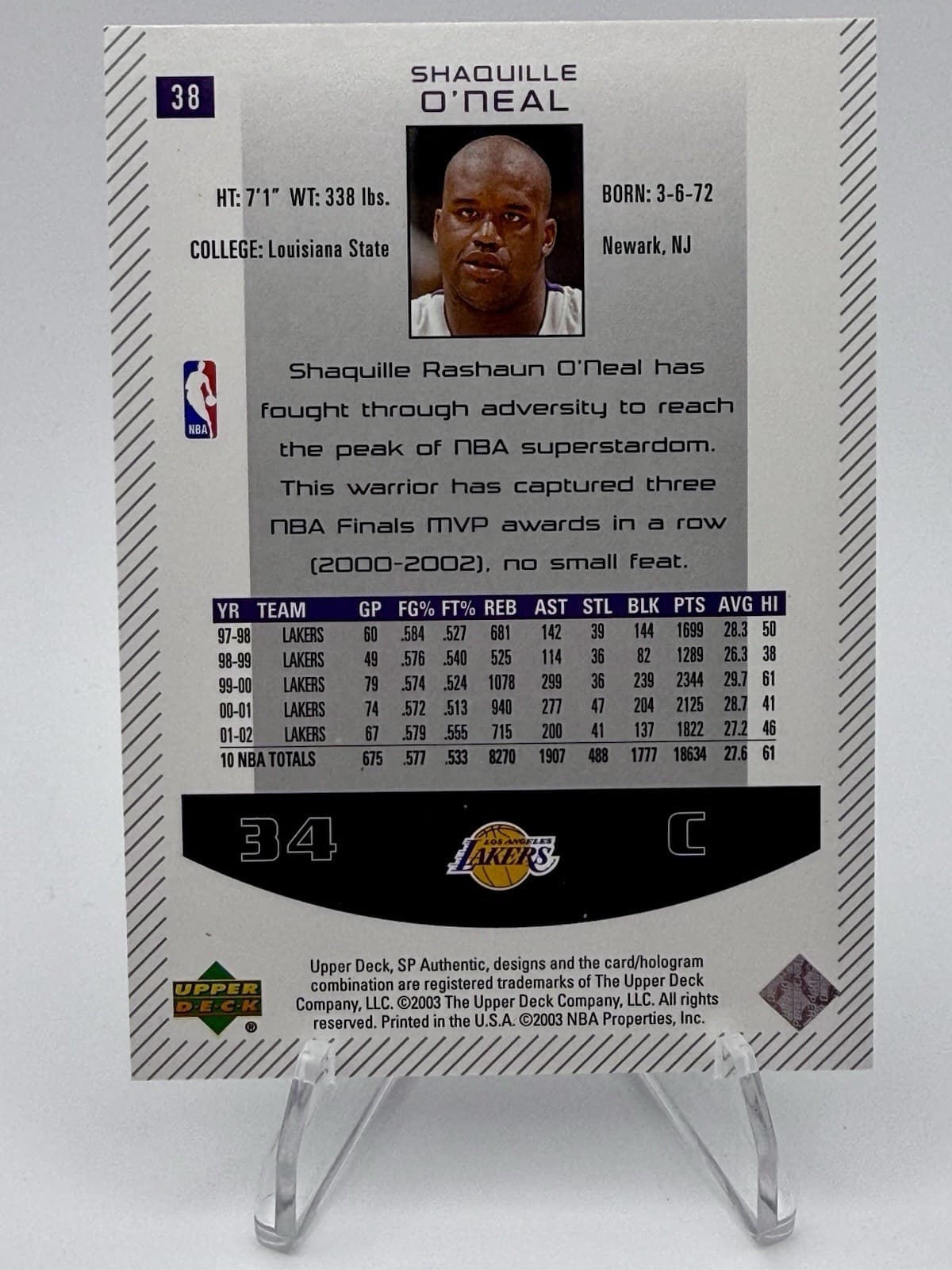 2002-03 SP Authentic - Shaquille O'Neal #38 - Thumbnail 2