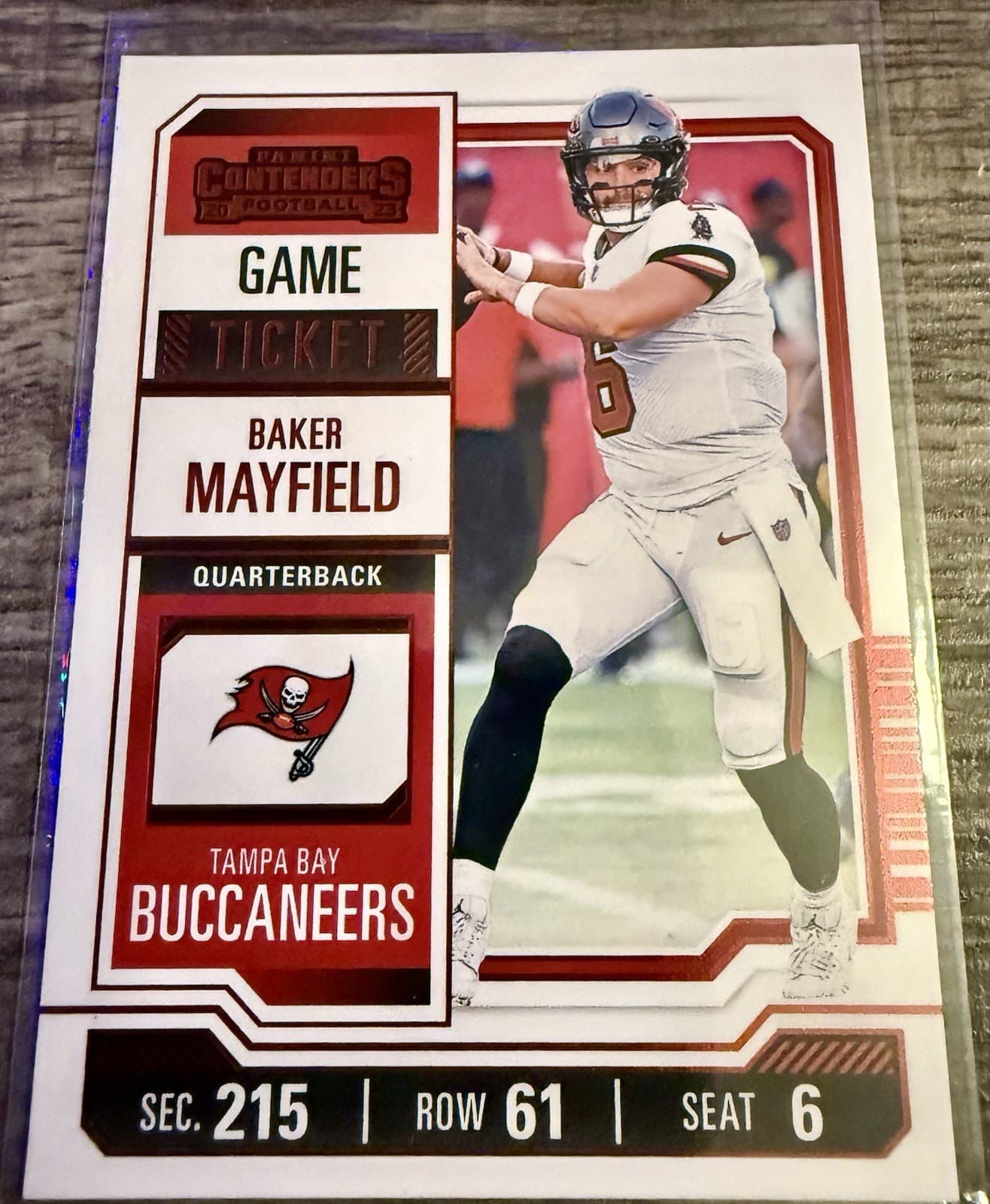 2023 Panini Contenders - Baker Mayfield #92 Red Game Ticket - Thumbnail 4