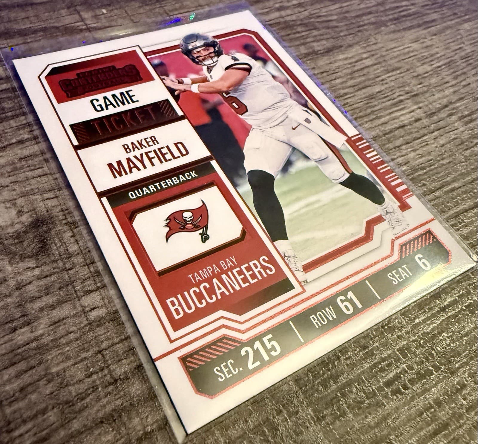 2023 Panini Contenders - Baker Mayfield #92 Red Game Ticket - Thumbnail 3