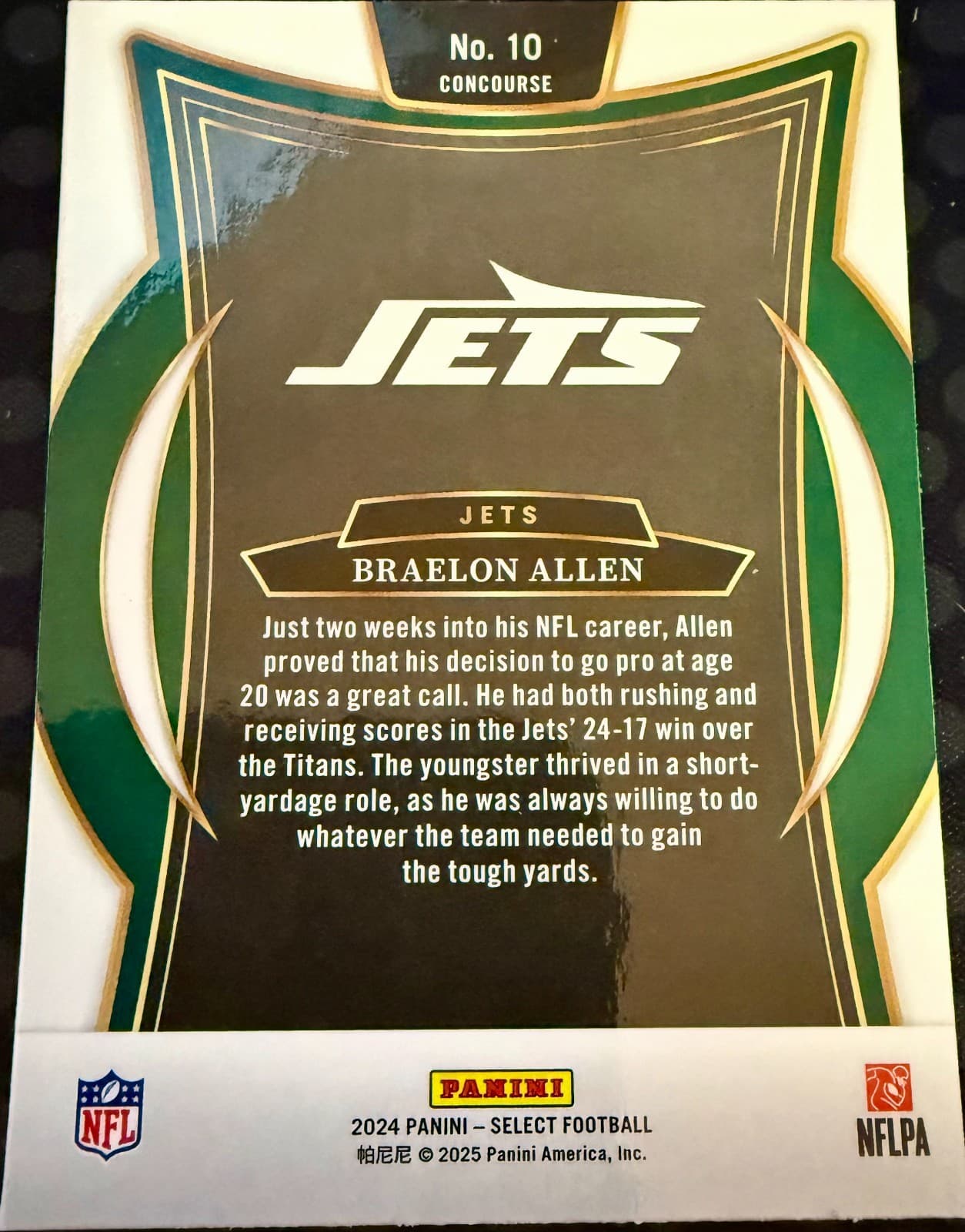 2024 Panini Select - Concourse Braelon Allen #10 (RC) - Thumbnail 2