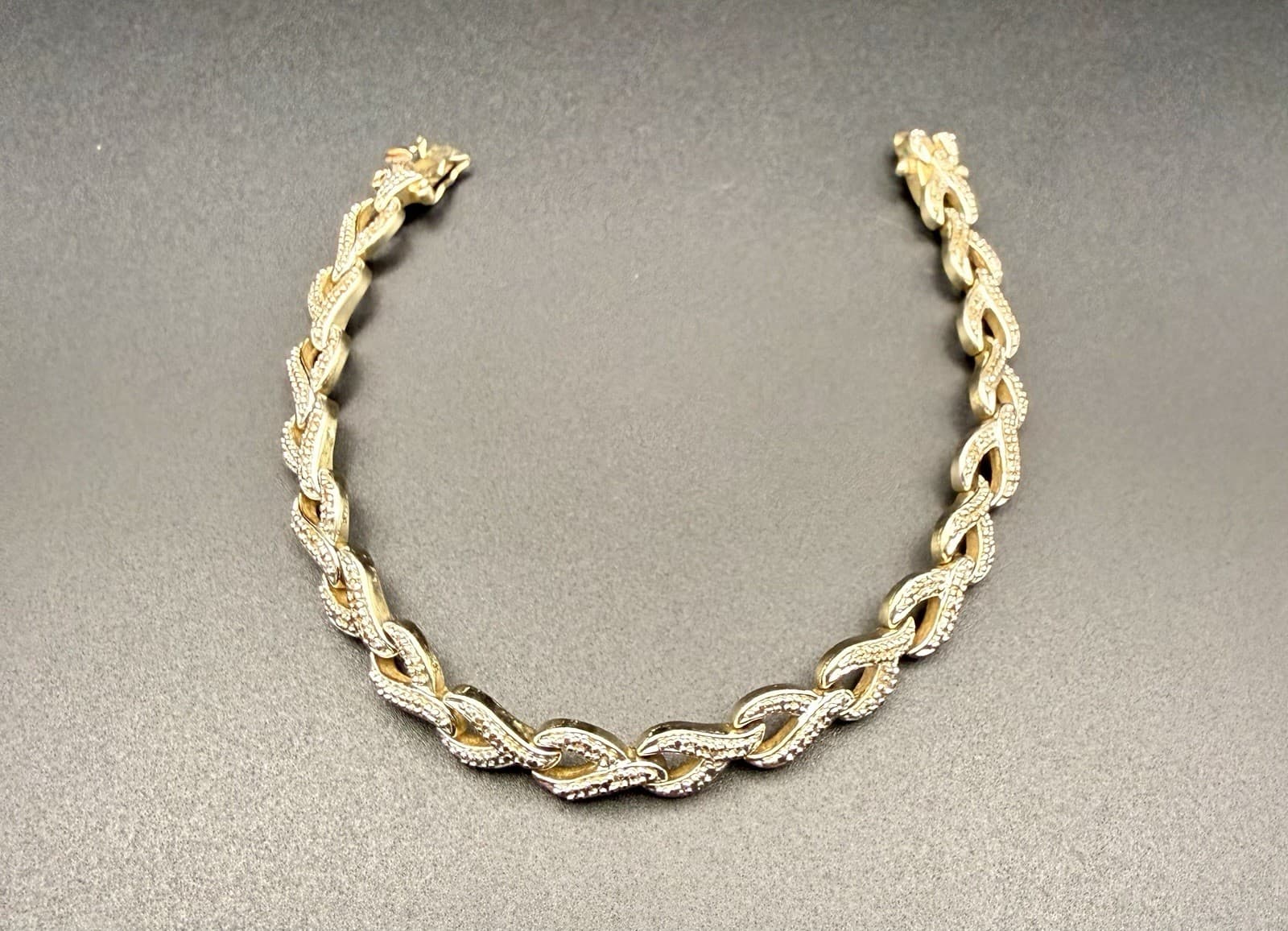 ​Vintage PAJ BB Gold & Silver Tone Plated Hugs & Kisses Link Bracelet 7"
