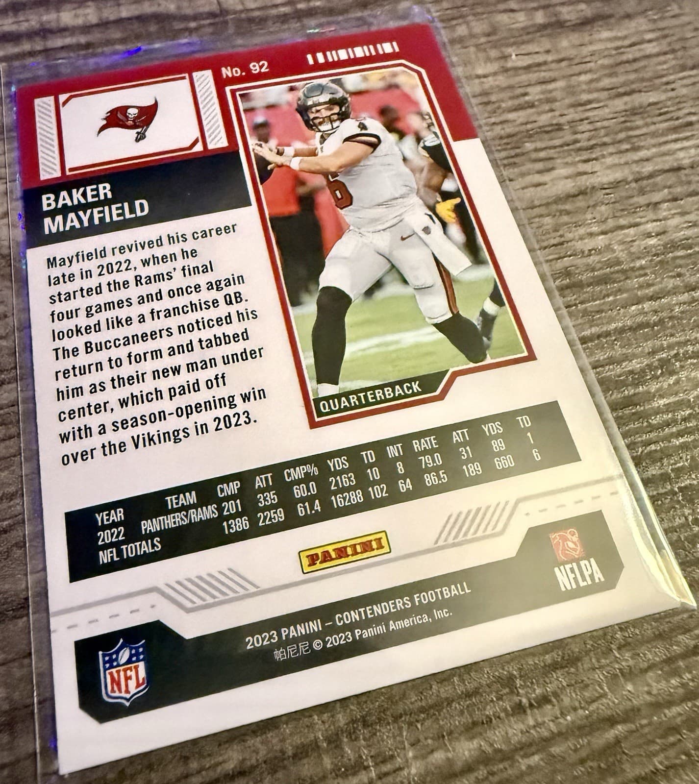 2023 Panini Contenders - Baker Mayfield #92 Red Game Ticket - Thumbnail 5