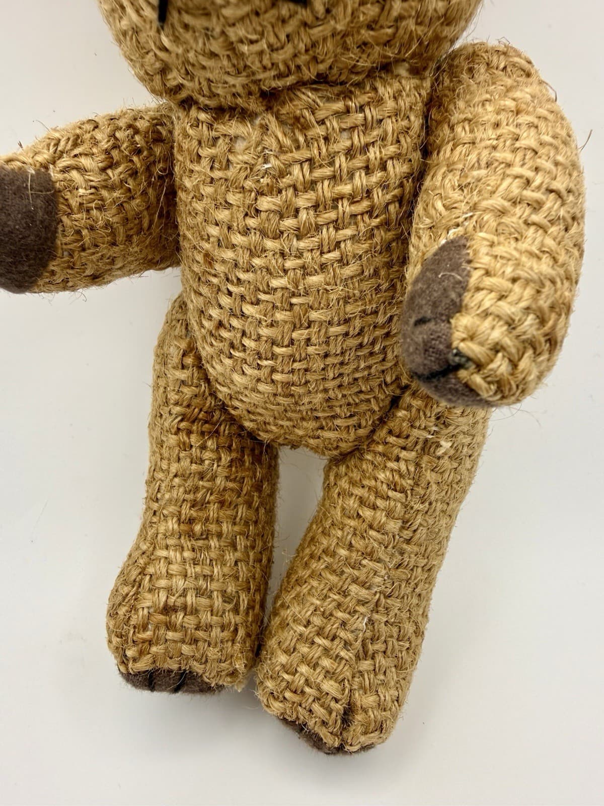 Vintage Brown Burlap Jointed Hand Crafted Teddy Bear Plush Stuffed Animal Toy - Thumbnail 3