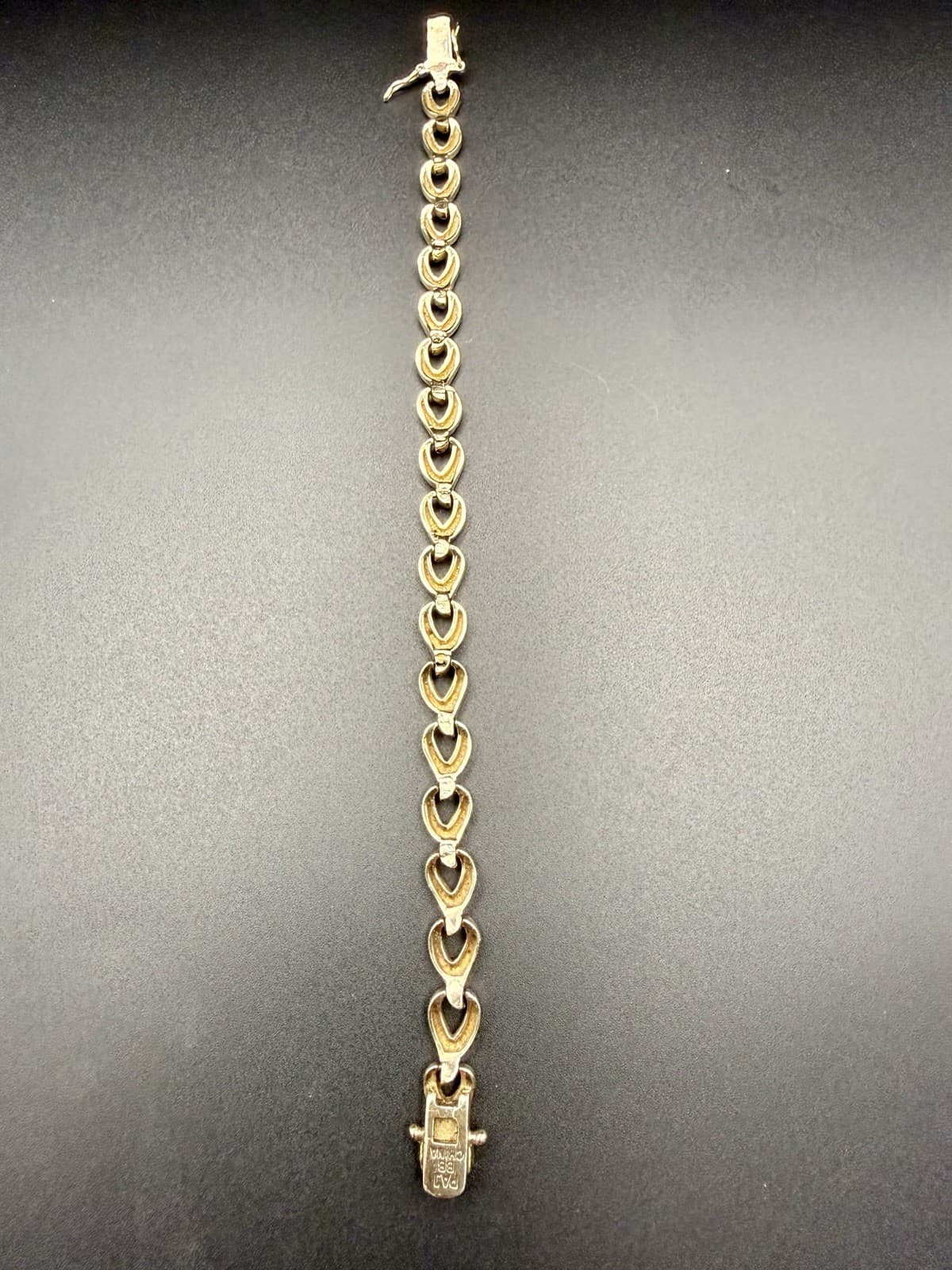 ​Vintage PAJ BB Gold & Silver Tone Plated Hugs & Kisses Link Bracelet 7" - Thumbnail 4