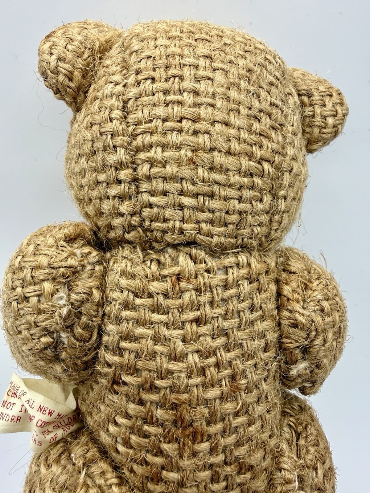 Vintage Brown Burlap Jointed Hand Crafted Teddy Bear Plush Stuffed Animal Toy - Thumbnail 4