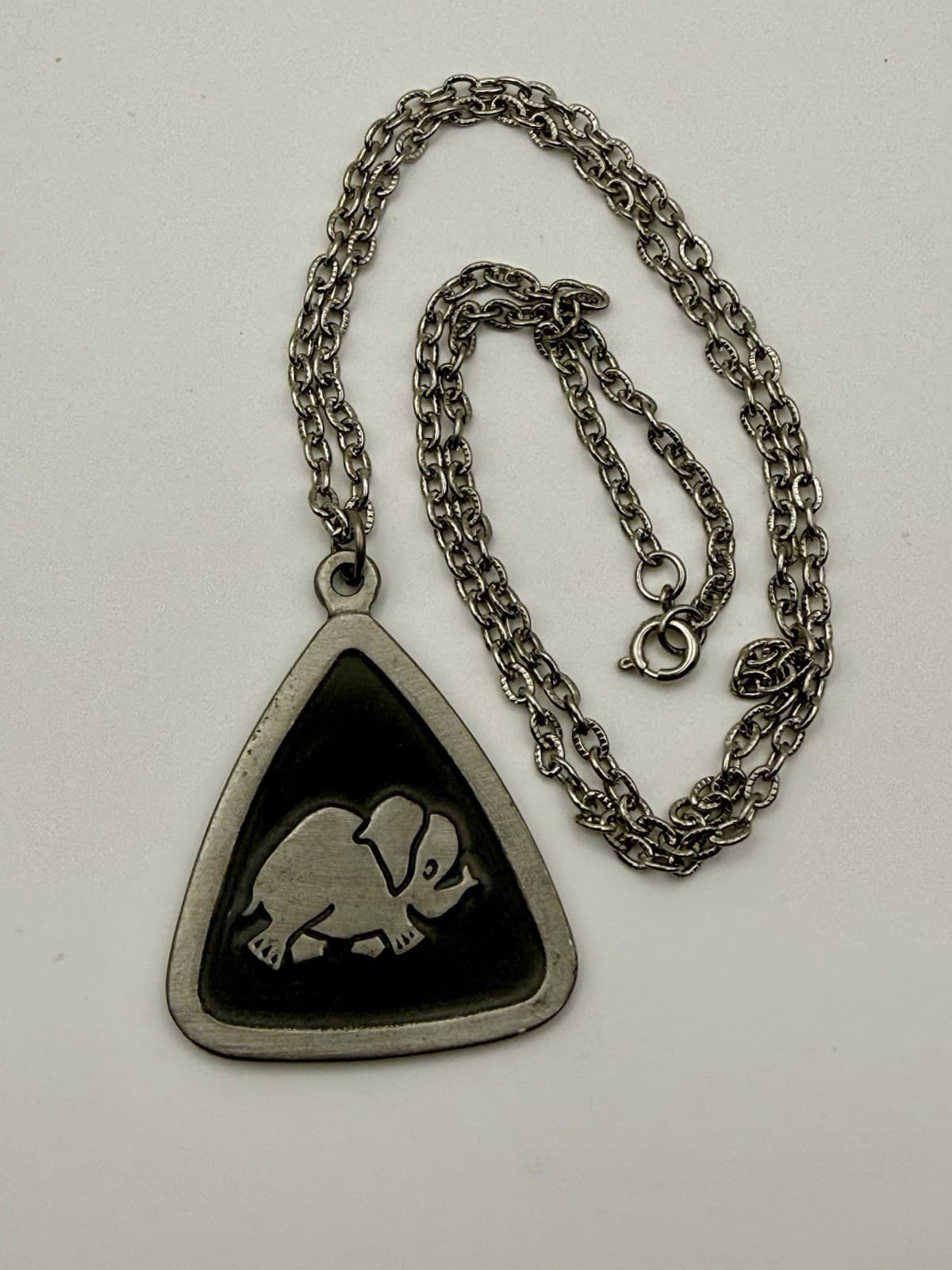 Vintage 1976 GUTMAN Pewter Elephant Pendant, 1970s Pewter Jewelry