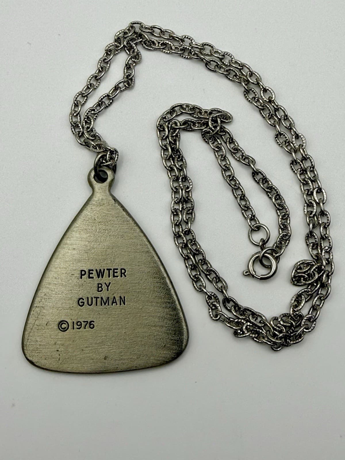 Vintage 1976 GUTMAN Pewter Elephant Pendant, 1970s Pewter Jewelry - Thumbnail 4
