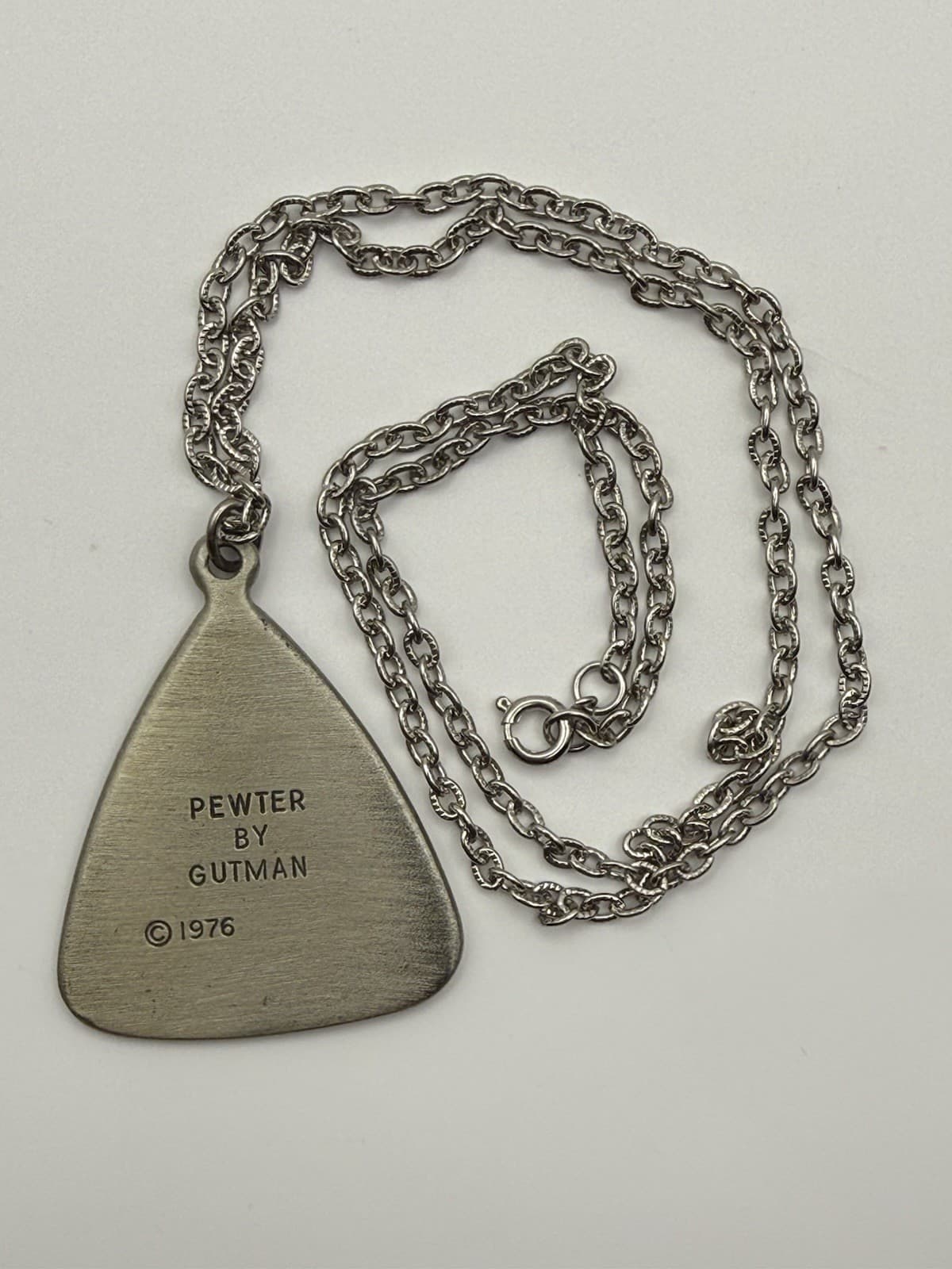 Vintage 1976 GUTMAN Pewter Elephant Pendant, 1970s Pewter Jewelry - Thumbnail 3