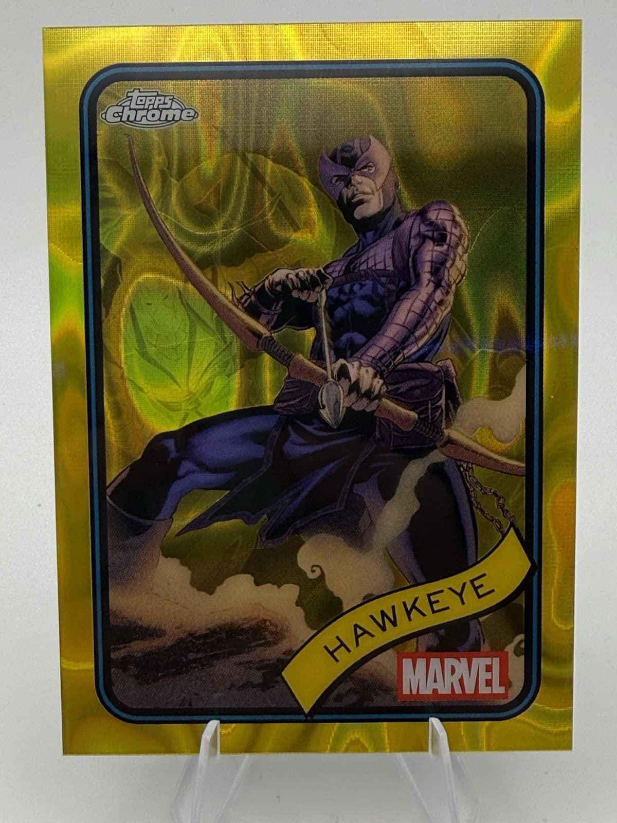2025 Topps Chrome Marvel Hawkeye Yellow Lava Refractor #133