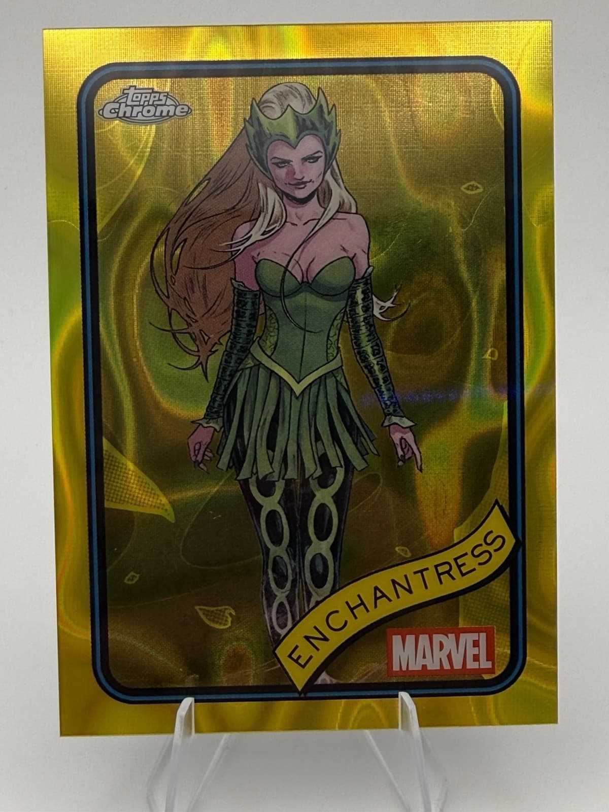 2025 Topps Chrome Marvel Enchantress Yellow Lava Refractor #43