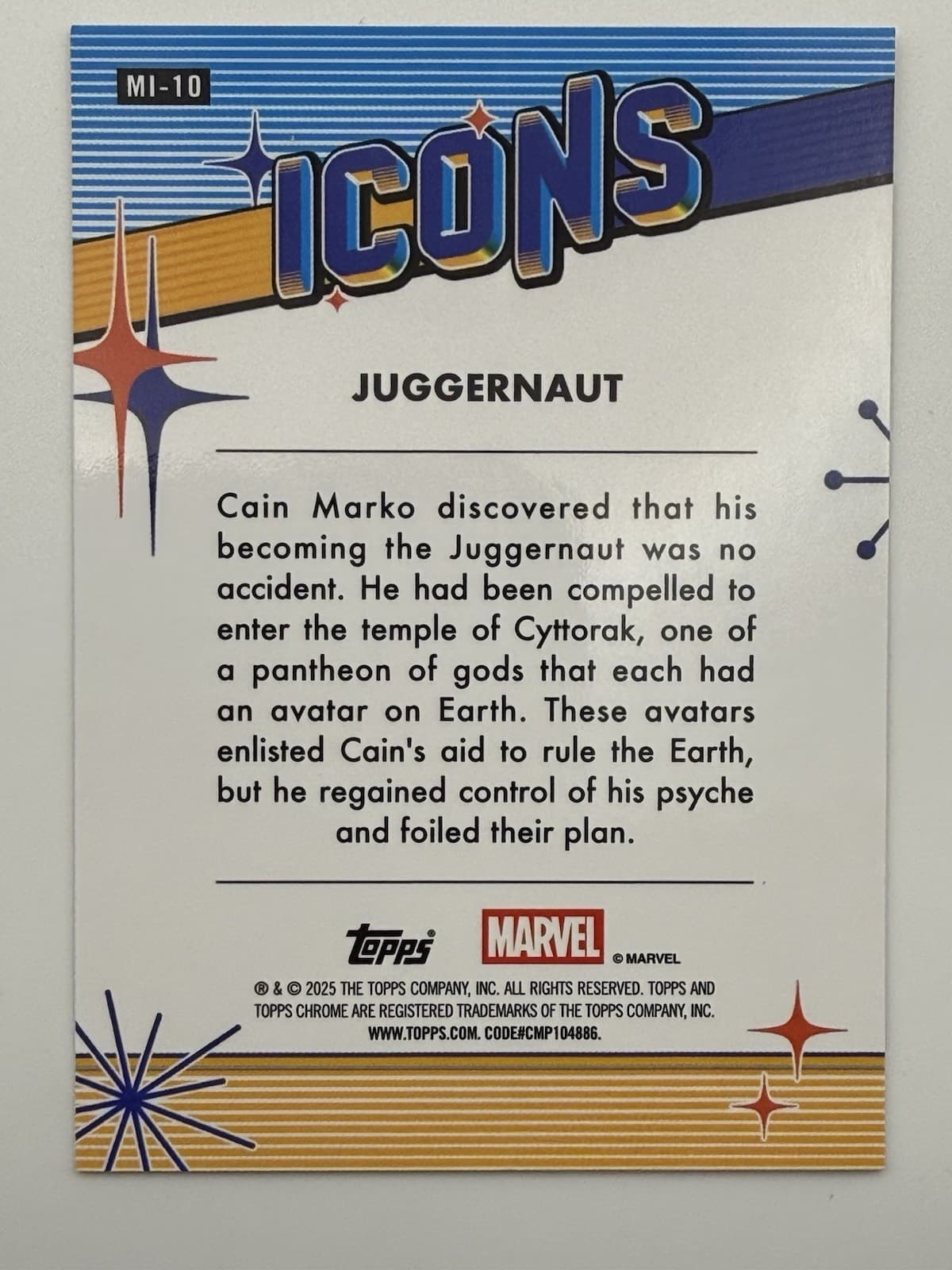 2025 Topps Marvel Juggernaut Icons Refractor #MI-10 - Thumbnail 2