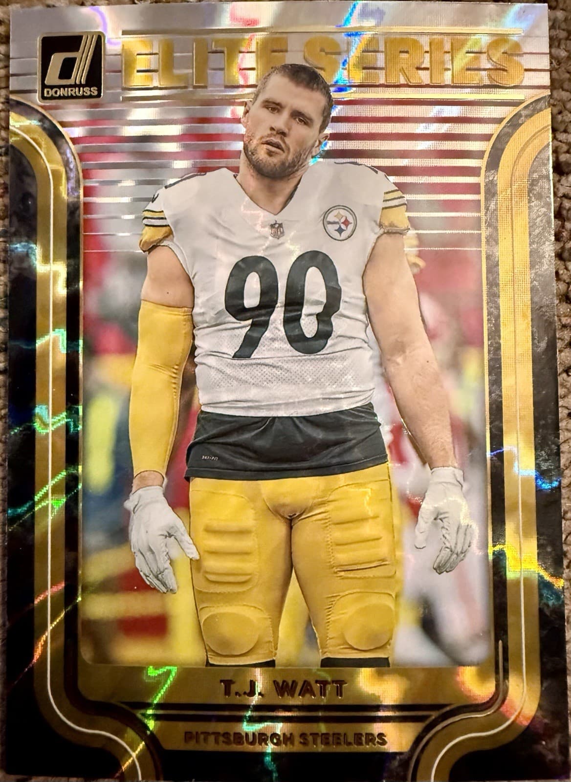 2022 Donruss Football Elite Series T.J. WATT Prizm Wave #ES-15 Steelers - Thumbnail 3