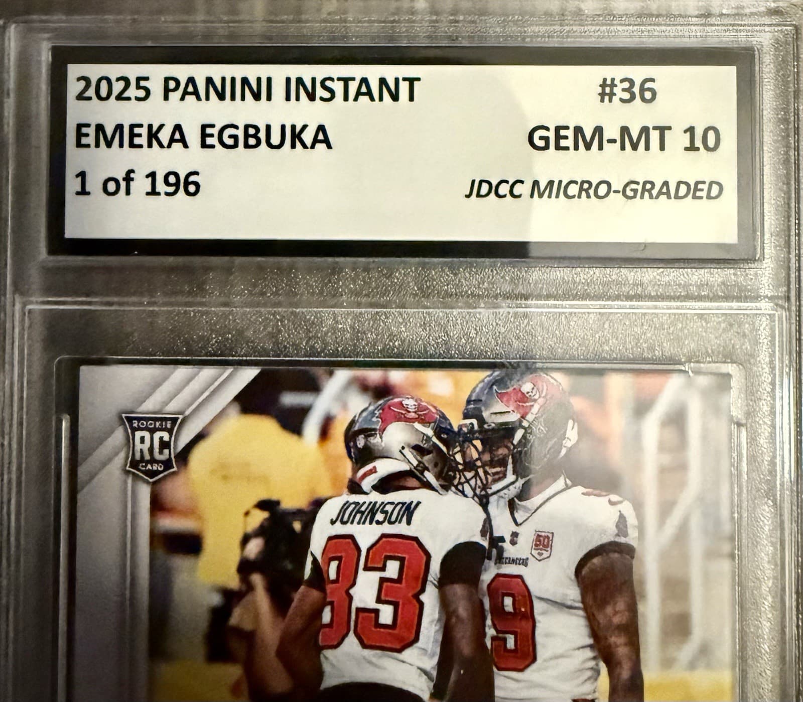2025 Panini Instant Emeka Egbuka RC #36 Graded JDCC Gem Mint 10 COA /196 - Thumbnail 3