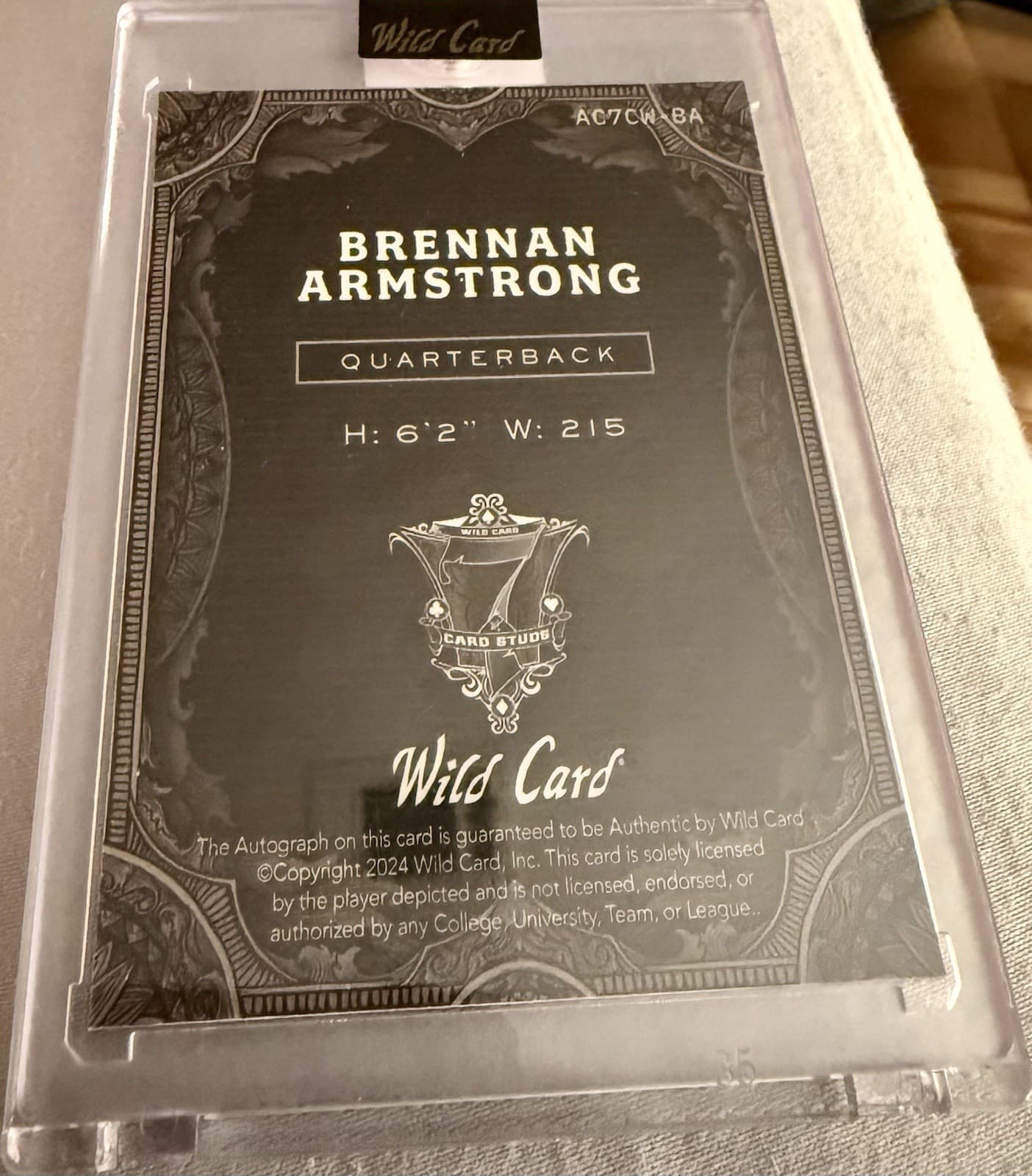 2024 Wild Card Brennan Armstrong Rookie Auto 1/1 #AC7CW-BA - Thumbnail 4