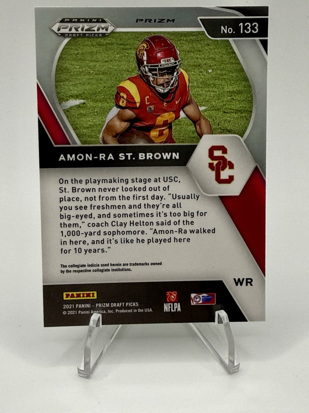2021 Panini Prizm Draft Picks - Amon-Ra St. Brown #133 Green Prizm (RC) USC - Thumbnail 2