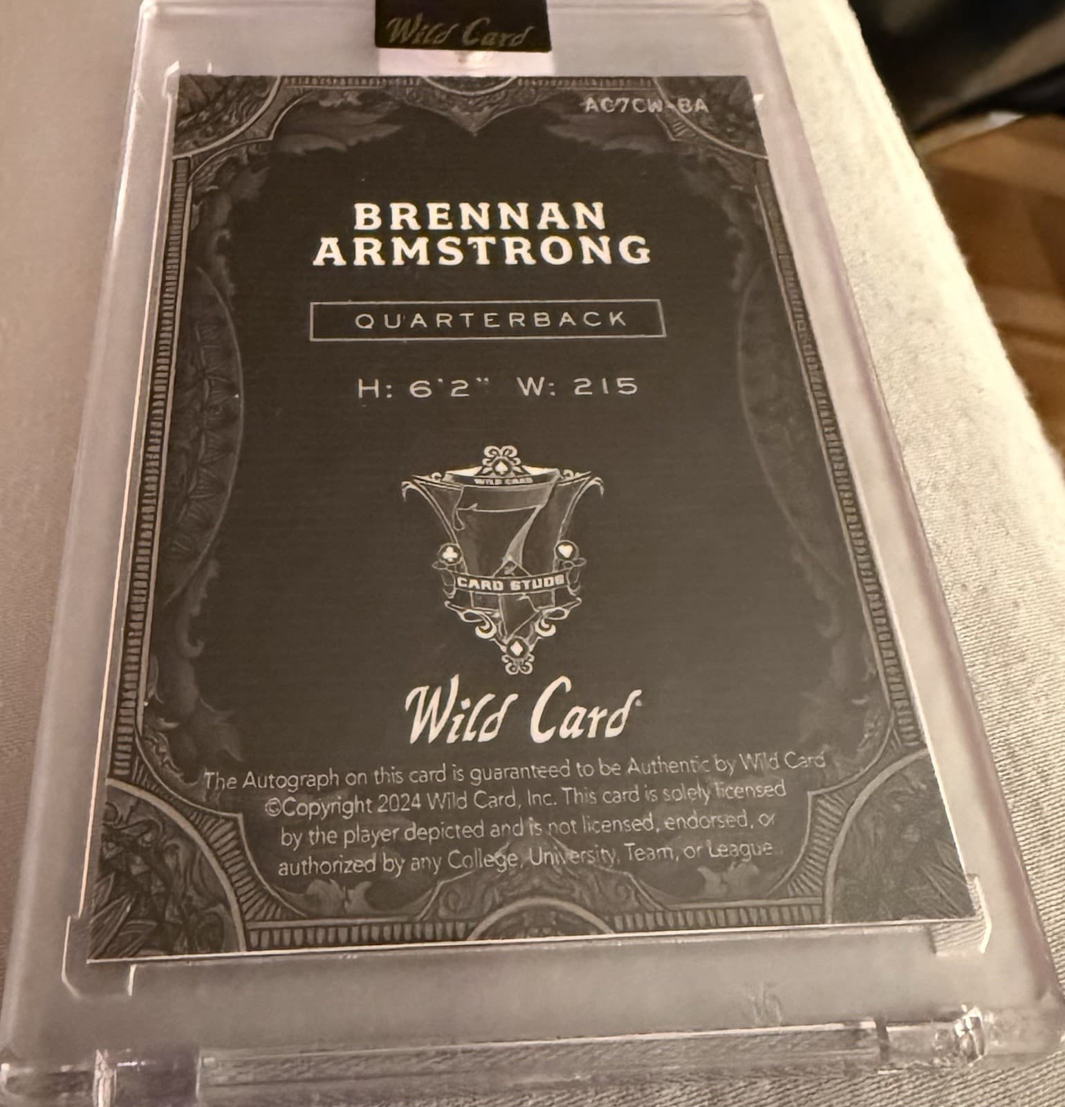 2024 Wild Card Brennan Armstrong Rookie Auto 1/1 #AC7CW-BA - Thumbnail 2