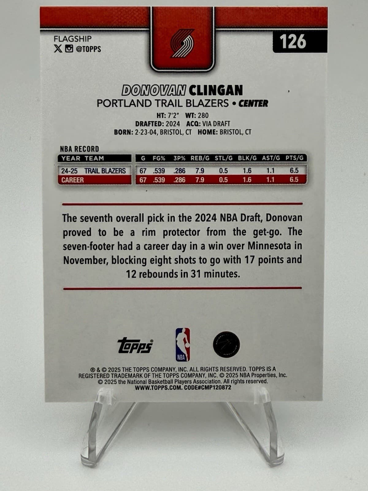 2025-26 Topps Flagship - Donovan Clingan #126 - Thumbnail 2
