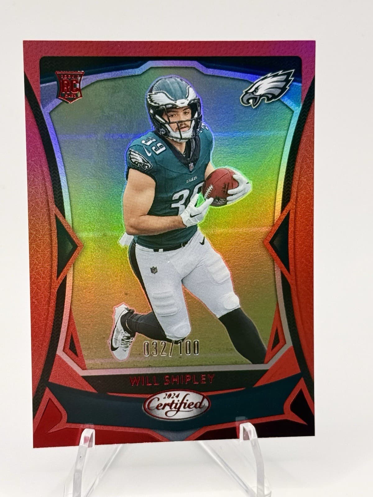 2024 Panini Certified Will Shipley RC Red Mirror 032/100 #195 - Thumbnail 4