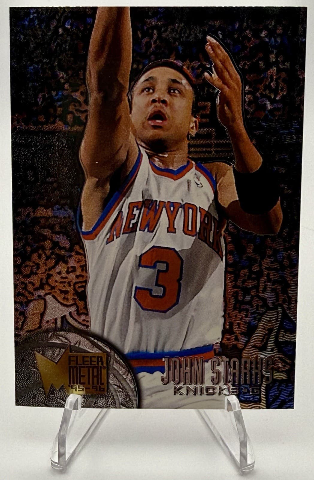 1995-96 Fleer Metal #74 John Starks New York Knicks - Thumbnail 6