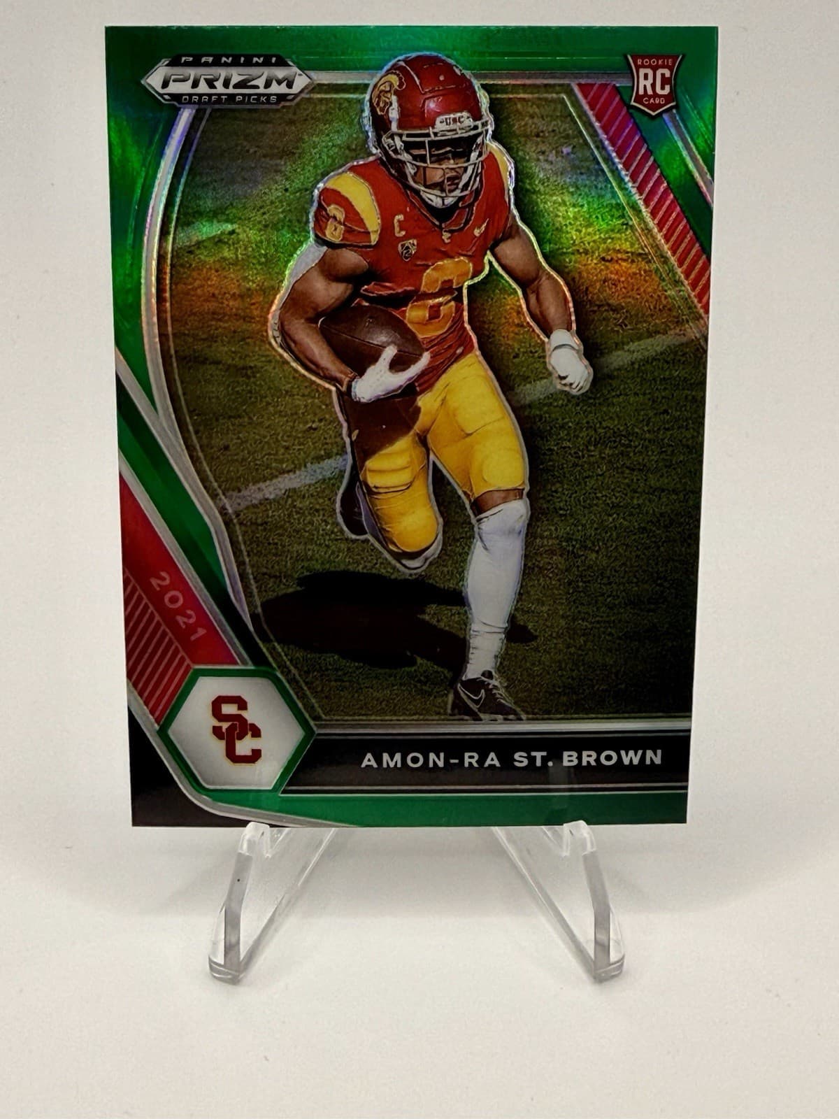 2021 Panini Prizm Draft Picks - Amon-Ra St. Brown #133 Green Prizm (RC) USC - Thumbnail 5
