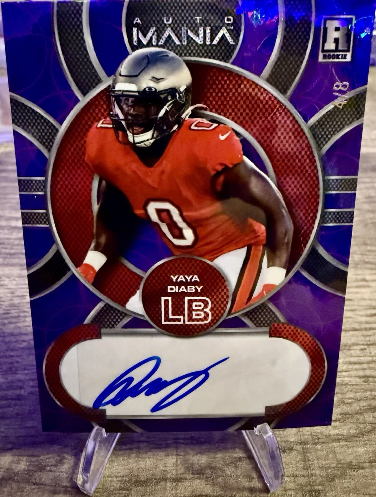 2023 Wild Card Auto Mania Yaya Diaby Rookie Auto 4/8 Purple Circles Prism #AMC-A - Thumbnail 6