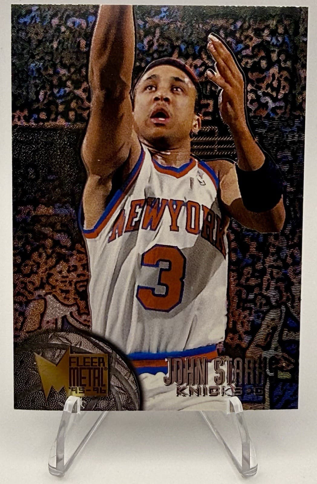 1995-96 Fleer Metal #74 John Starks New York Knicks - Thumbnail 5