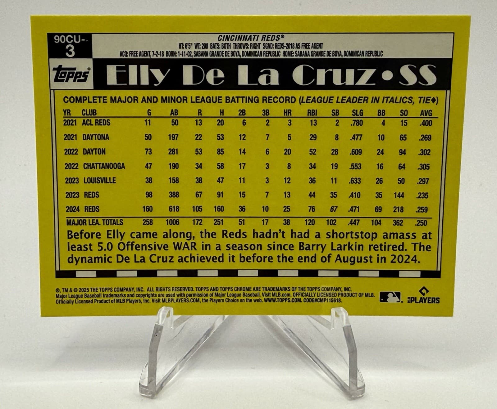 2025 Topps Chrome Update Elly De La Cruz 35th Anniversary Refractor #90CU-3 Reds - Thumbnail 2