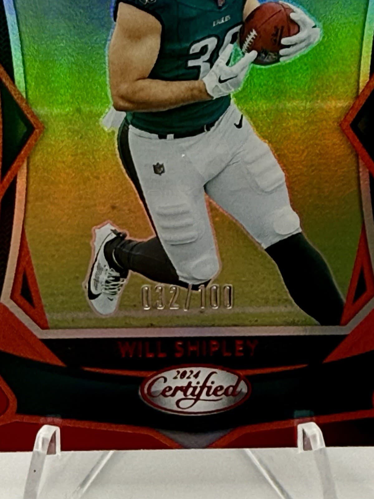 2024 Panini Certified Will Shipley RC Red Mirror 032/100 #195 - Thumbnail 3