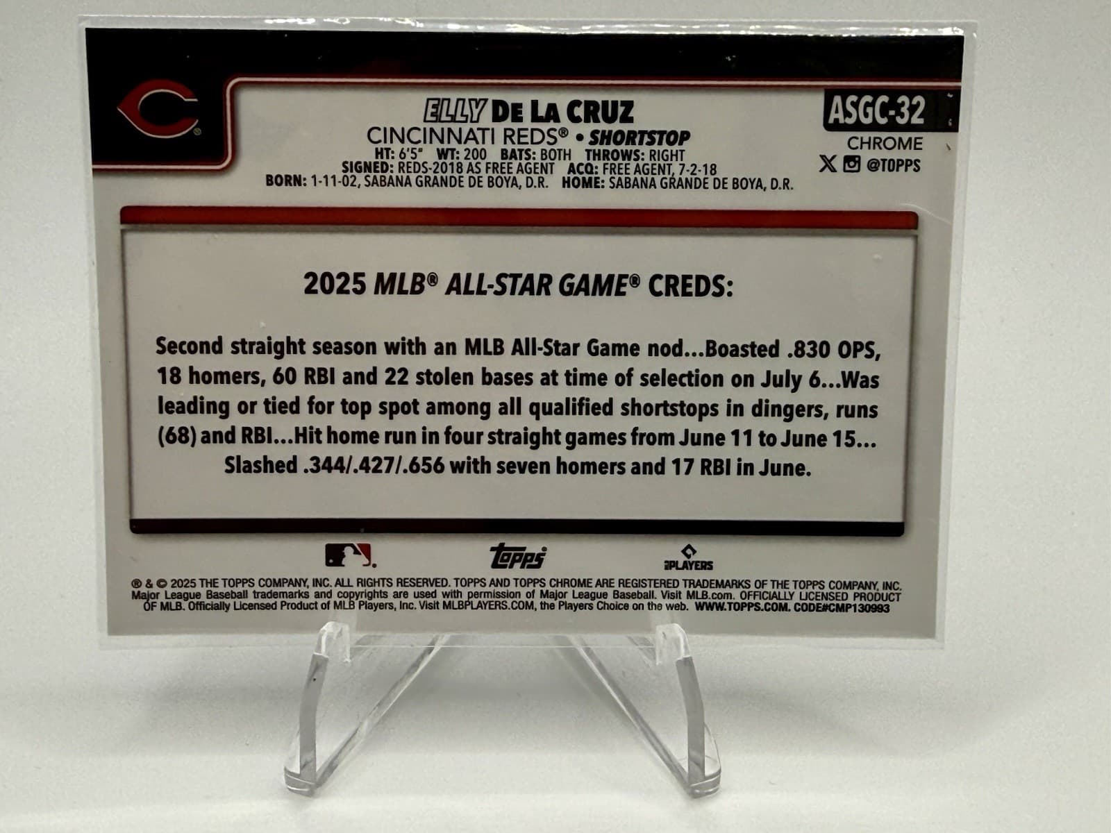 2025 Topps Chrome Update #ASGC-32 Elly De La Cruz 2025 All-Star Game - Thumbnail 2
