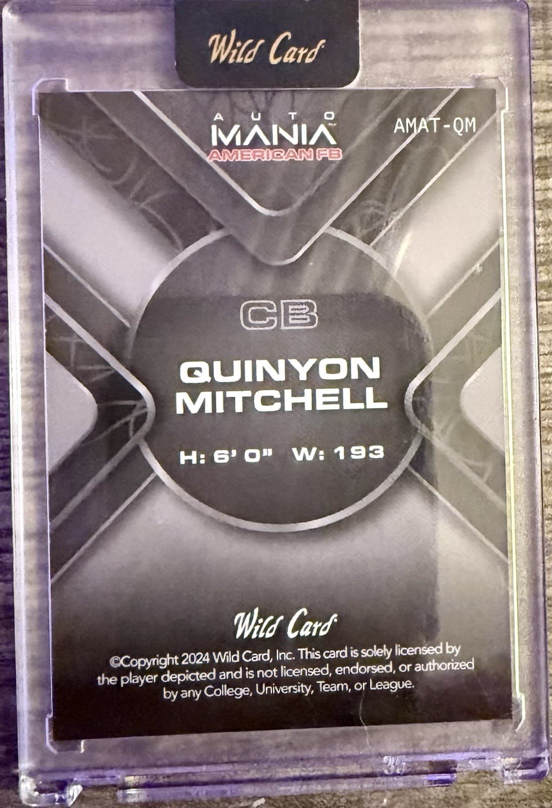 2024 WILD CARD AUTO MANIA 1/1 ROOKIE QUINYON MITCHELL PRISM REFRACT PAINT EAGLE - Thumbnail 2
