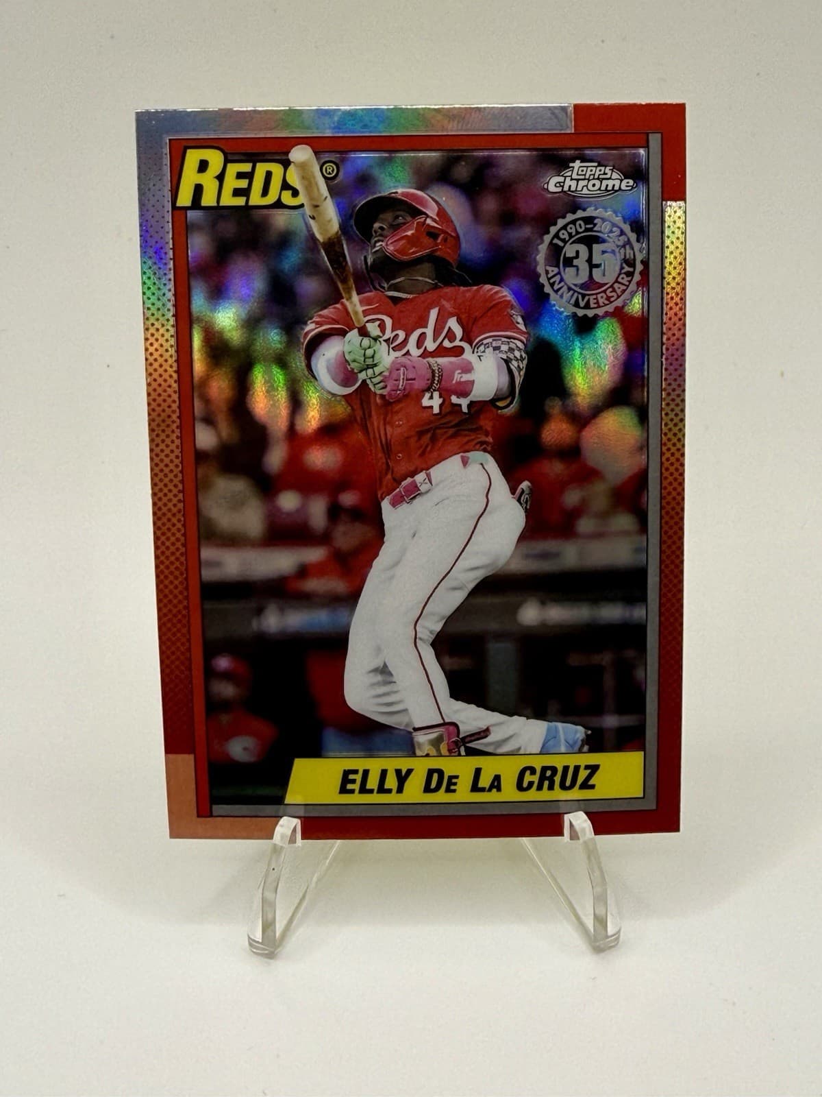 2025 Topps Chrome Update Elly De La Cruz 35th Anniversary Refractor #90CU-3 Reds - Thumbnail 4
