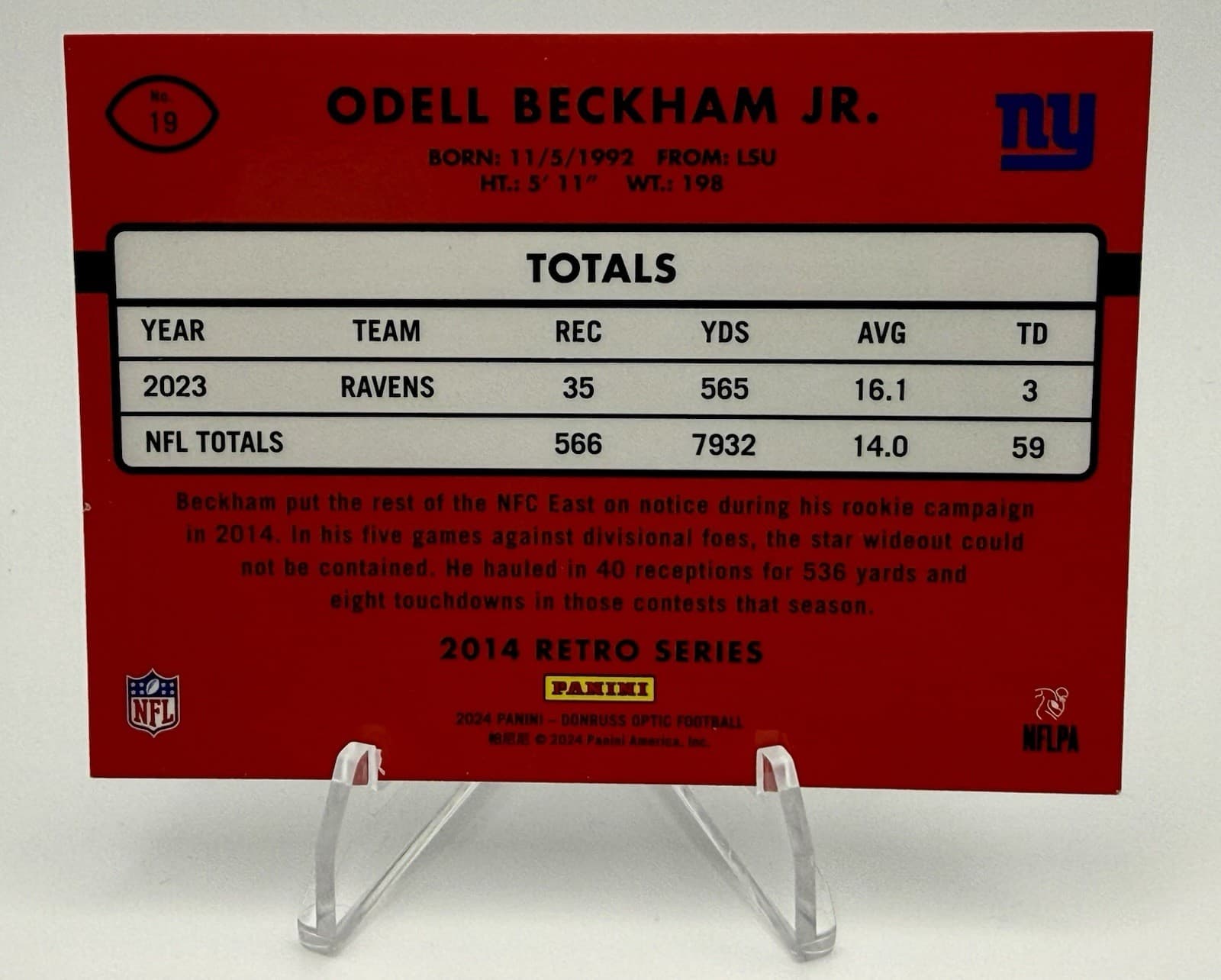 2024 Donruss Optic Odell Beckham Jr. 2014 Retro Series New York Giants #19 - Thumbnail 2