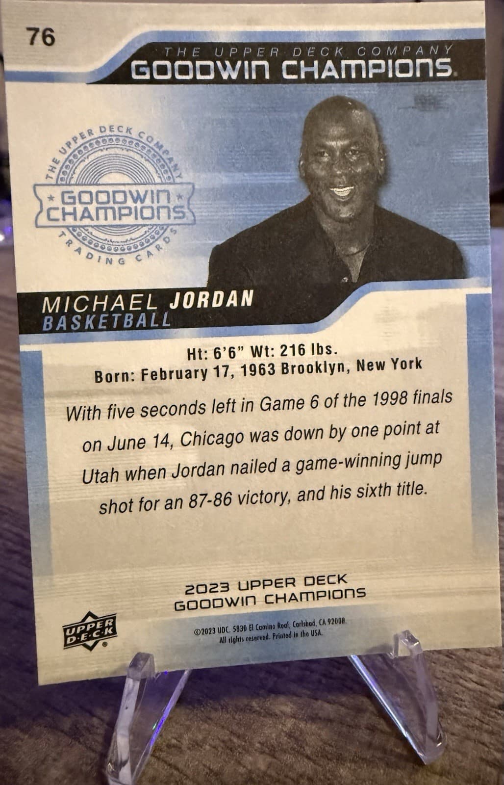 Michael Jordan 2023 Upper Deck Goodwin Champions #76 - Thumbnail 2