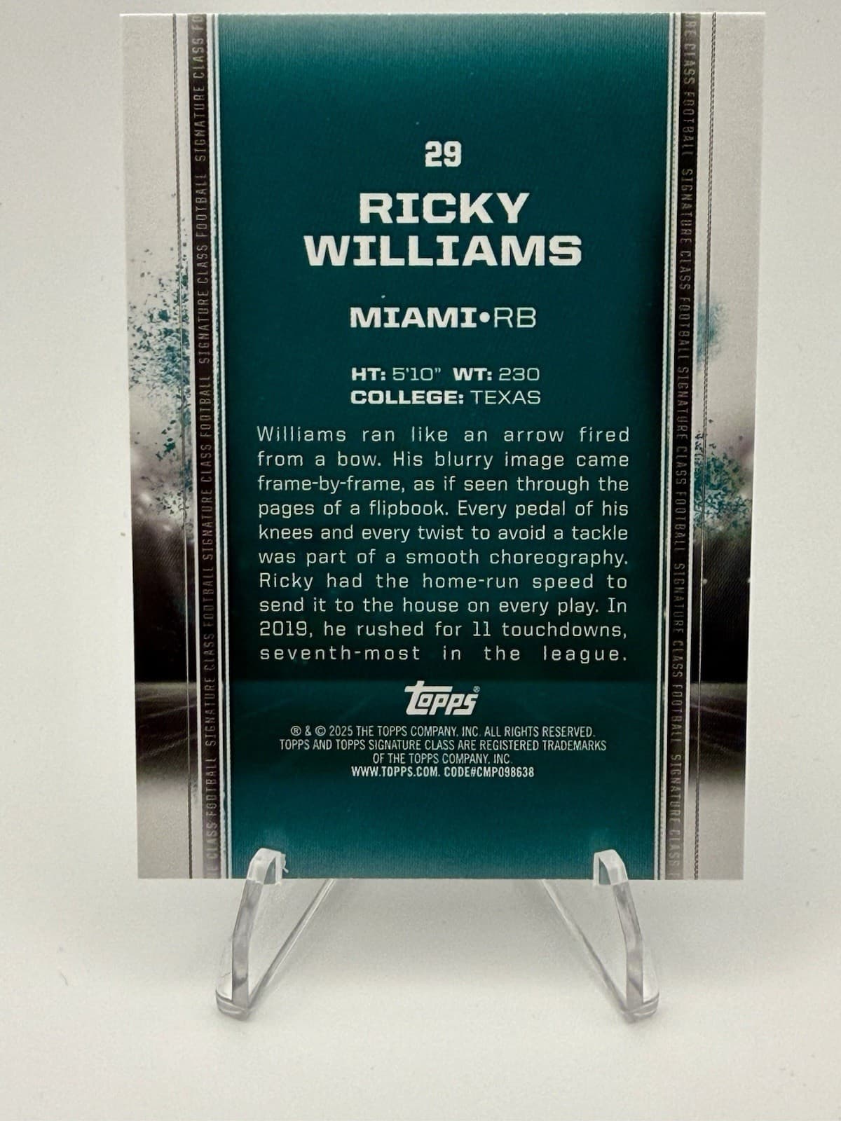 2024 Topps Signature Class Ricky Williams #29 1999 Draft Class - Thumbnail 2