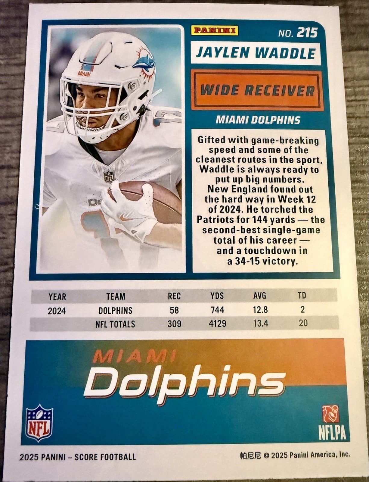 2025 Score - Jaylen Waddle #215 - Thumbnail 2
