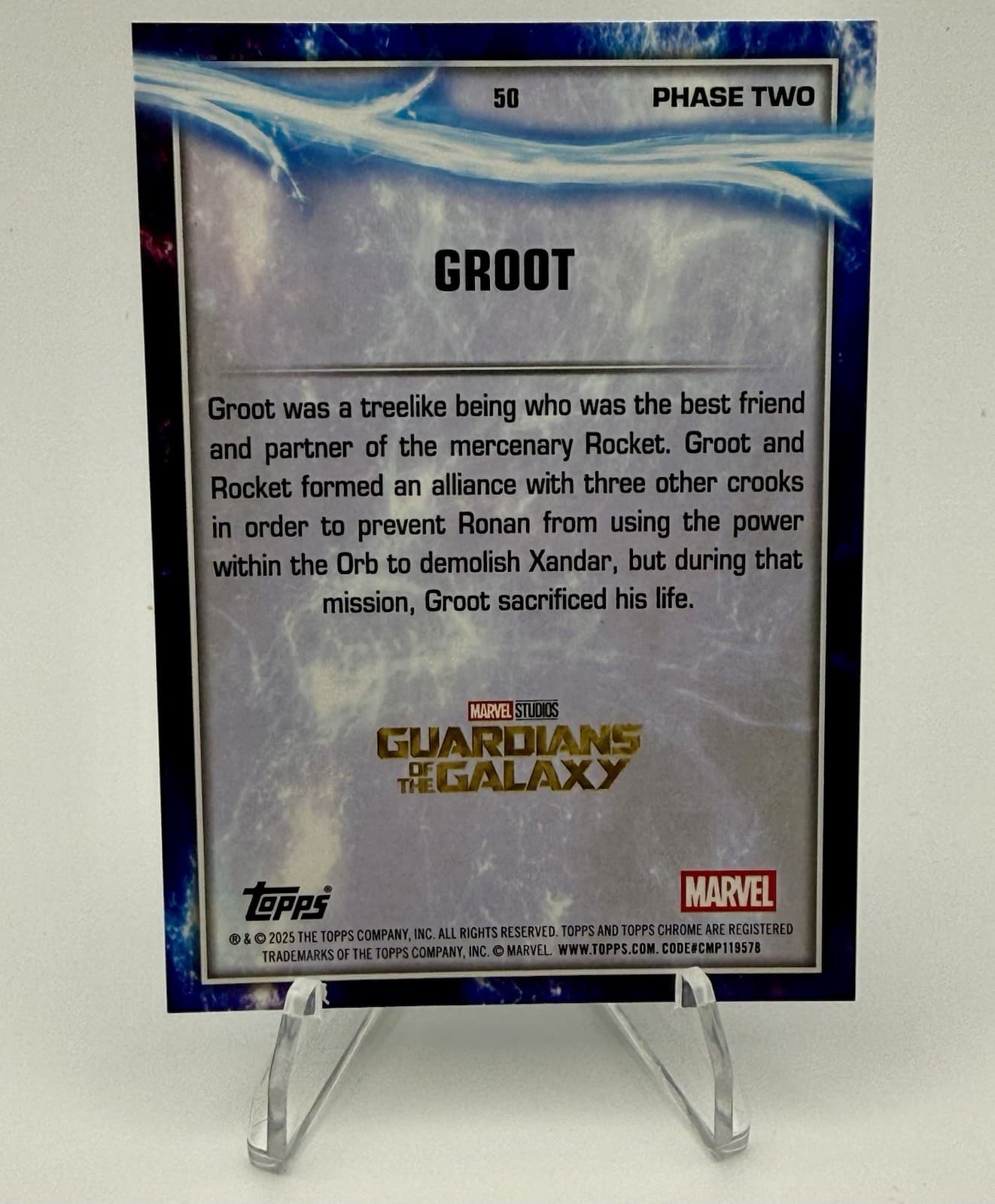 2025 Topps Chrome Marvel Studios - Sky Blue Raywave #50 - GROOT - Thumbnail 2