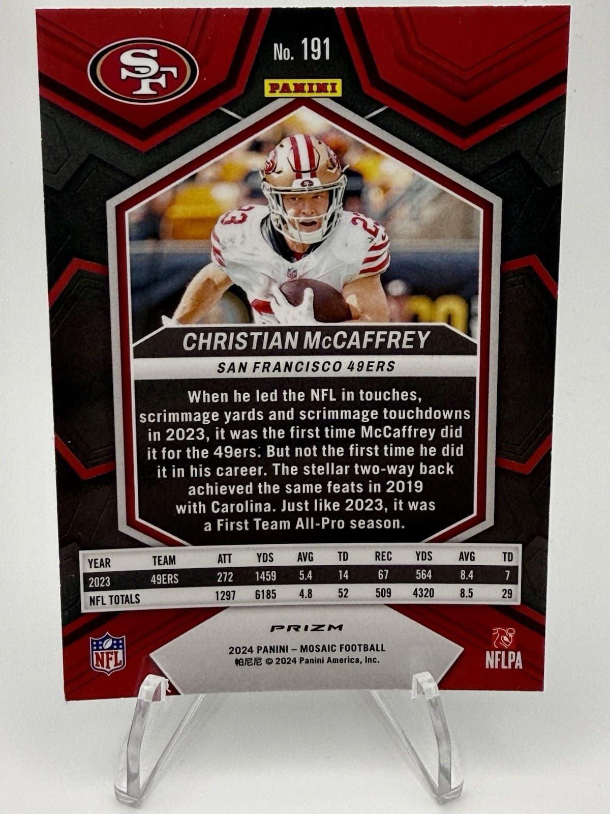 2024 Panini Mosaic Christian McCaffrey Mosaic Green #191 - Thumbnail 2