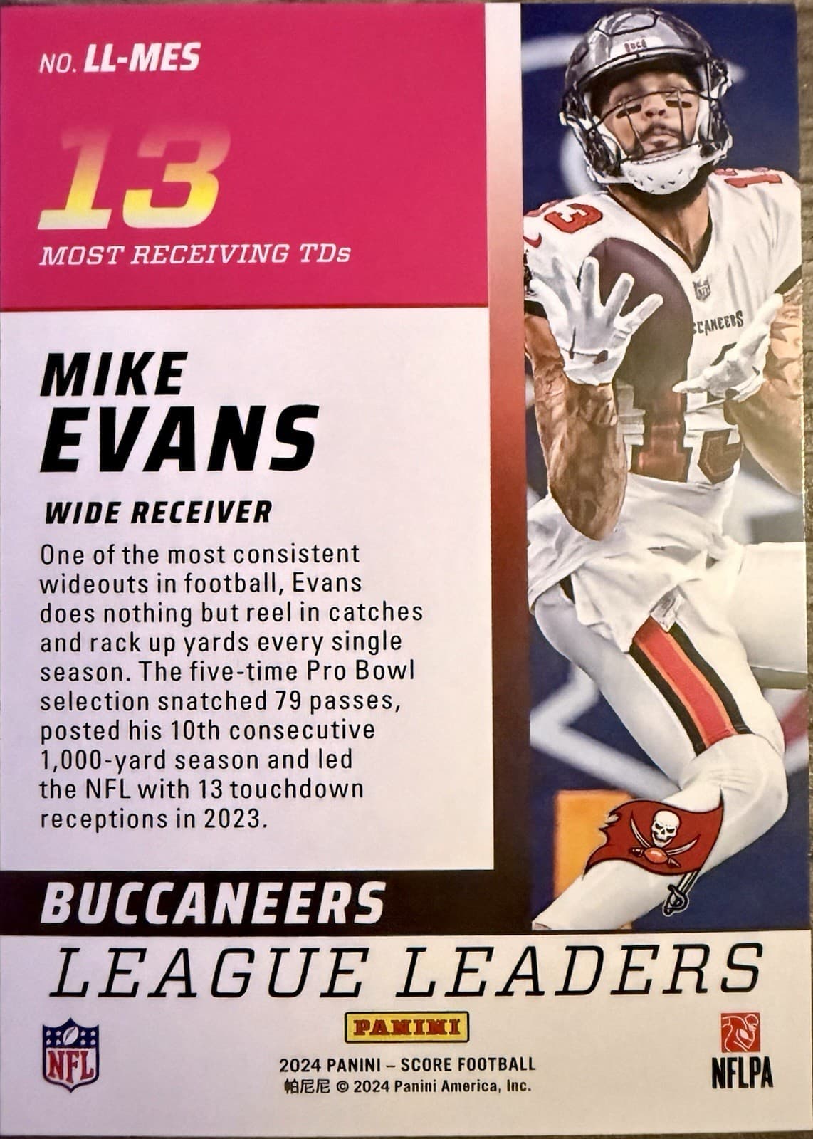 2024 Score Mike Evans League Leaders #LL-MES Tampa Bay Buccaneers - Thumbnail 2