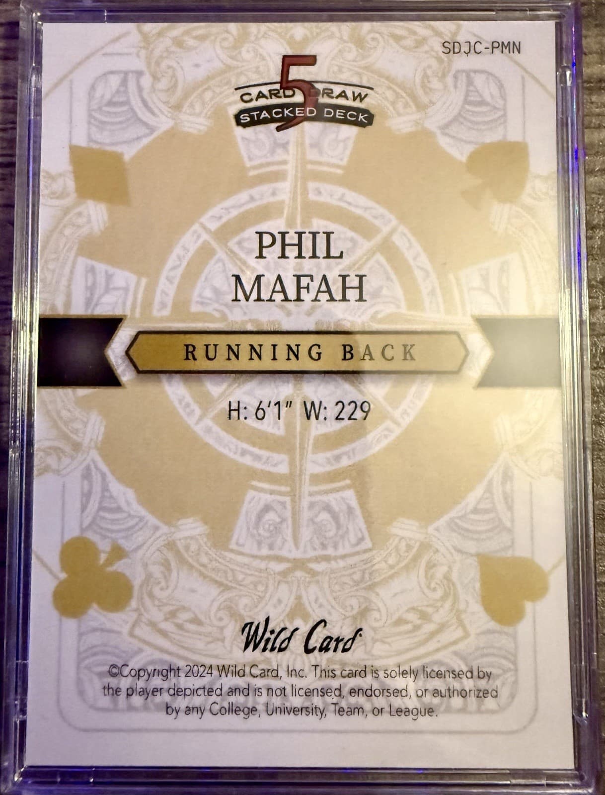 2024 Wild Card 5 Card Draw Stacked Deck Phil Mafah 1/1 Square Jack Clubs - Thumbnail 4