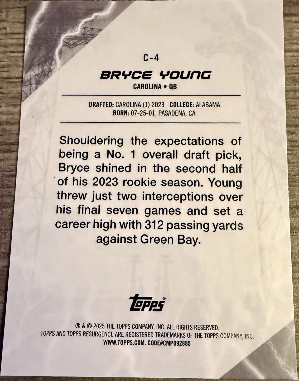 2024 Topps Resurgence - Conductors Bryce Young #C-4 Refractor - Thumbnail 2
