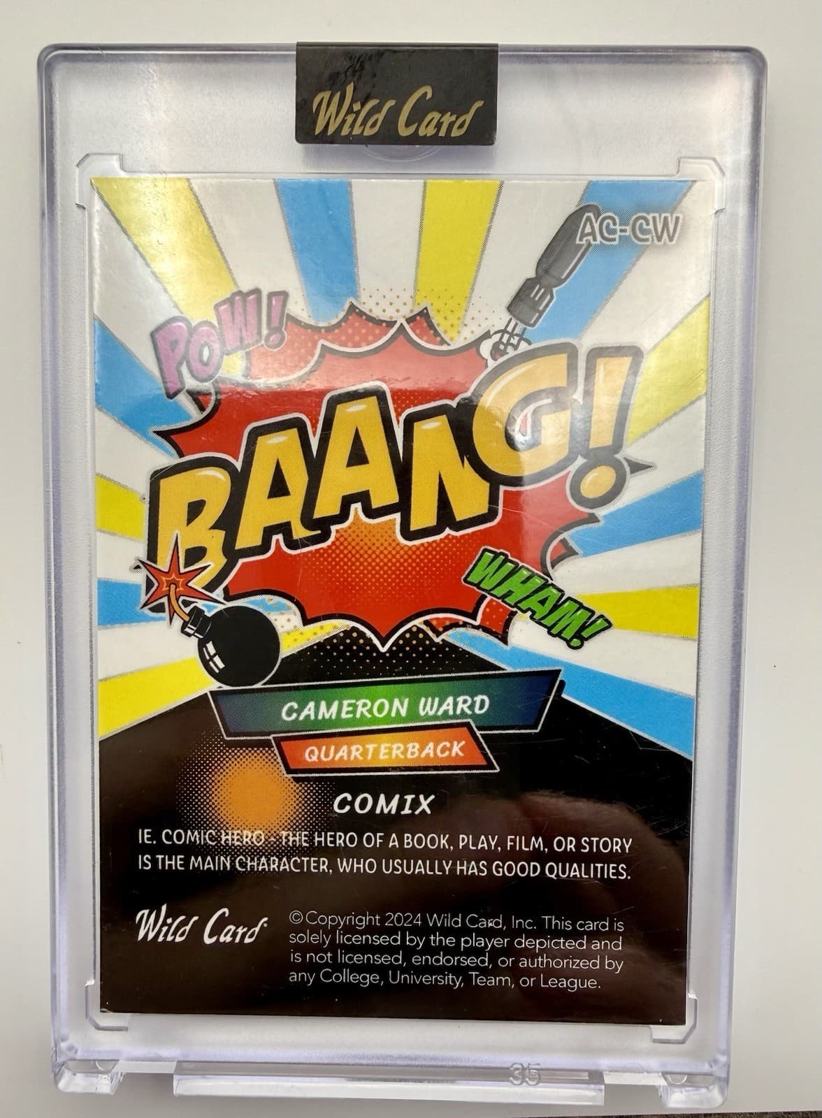 2024 Wild Card Alumination Cameron Ward 7/15 BAANG! Yellow Blue COMIX RC #AC-CW - Thumbnail 5