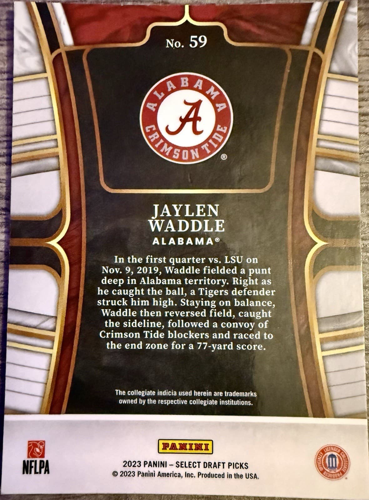 2023 Panini Select Draft Picks Jaylen Waddle Alabama Crimson Tide #59 - Thumbnail 2