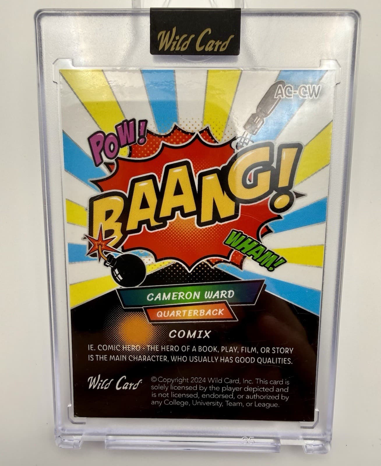 2024 Wild Card Alumination Cameron Ward 7/15 BAANG! Yellow Blue COMIX RC #AC-CW - Thumbnail 2