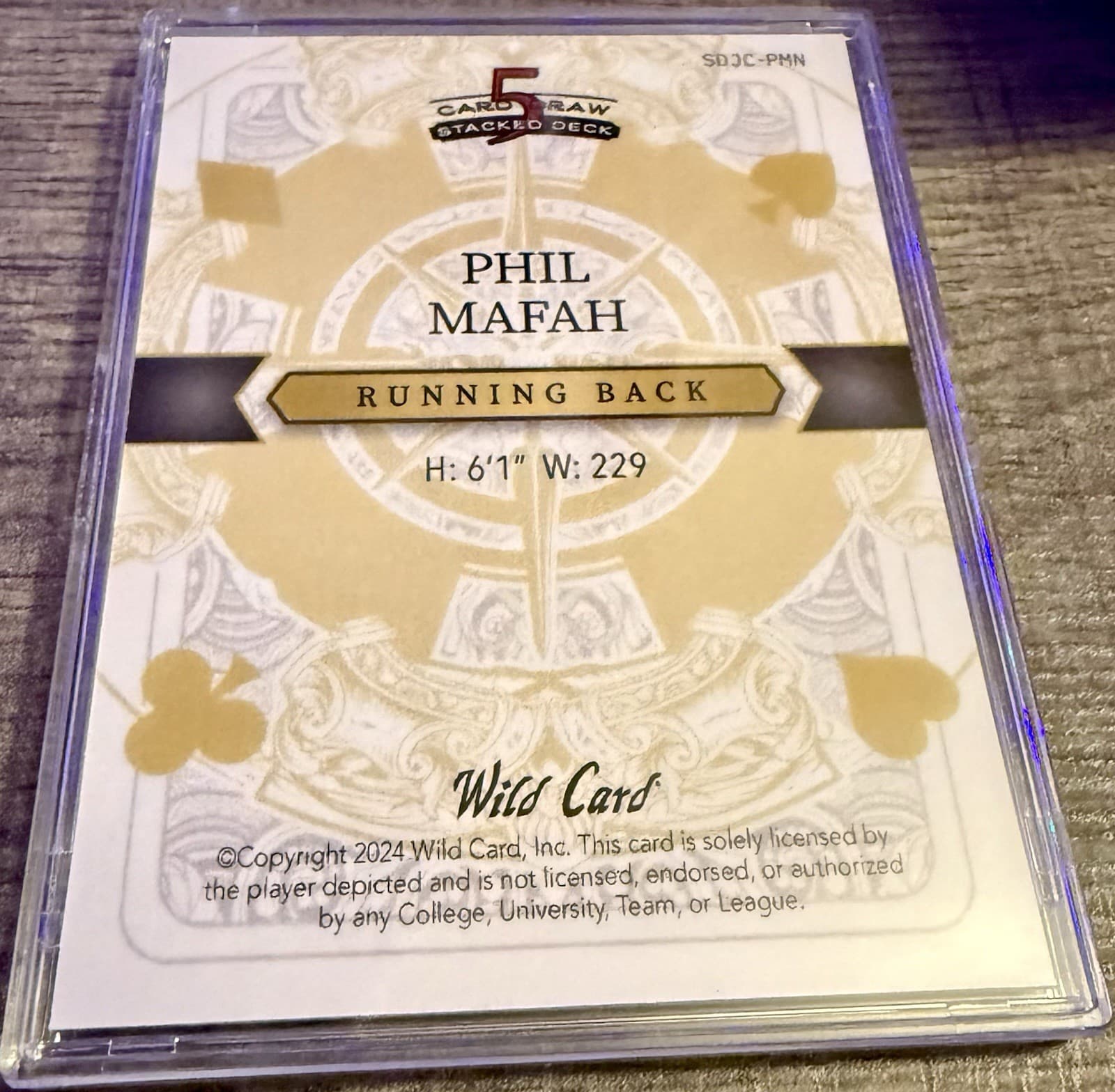 2024 Wild Card 5 Card Draw Stacked Deck Phil Mafah 1/1 Square Jack Clubs - Thumbnail 2
