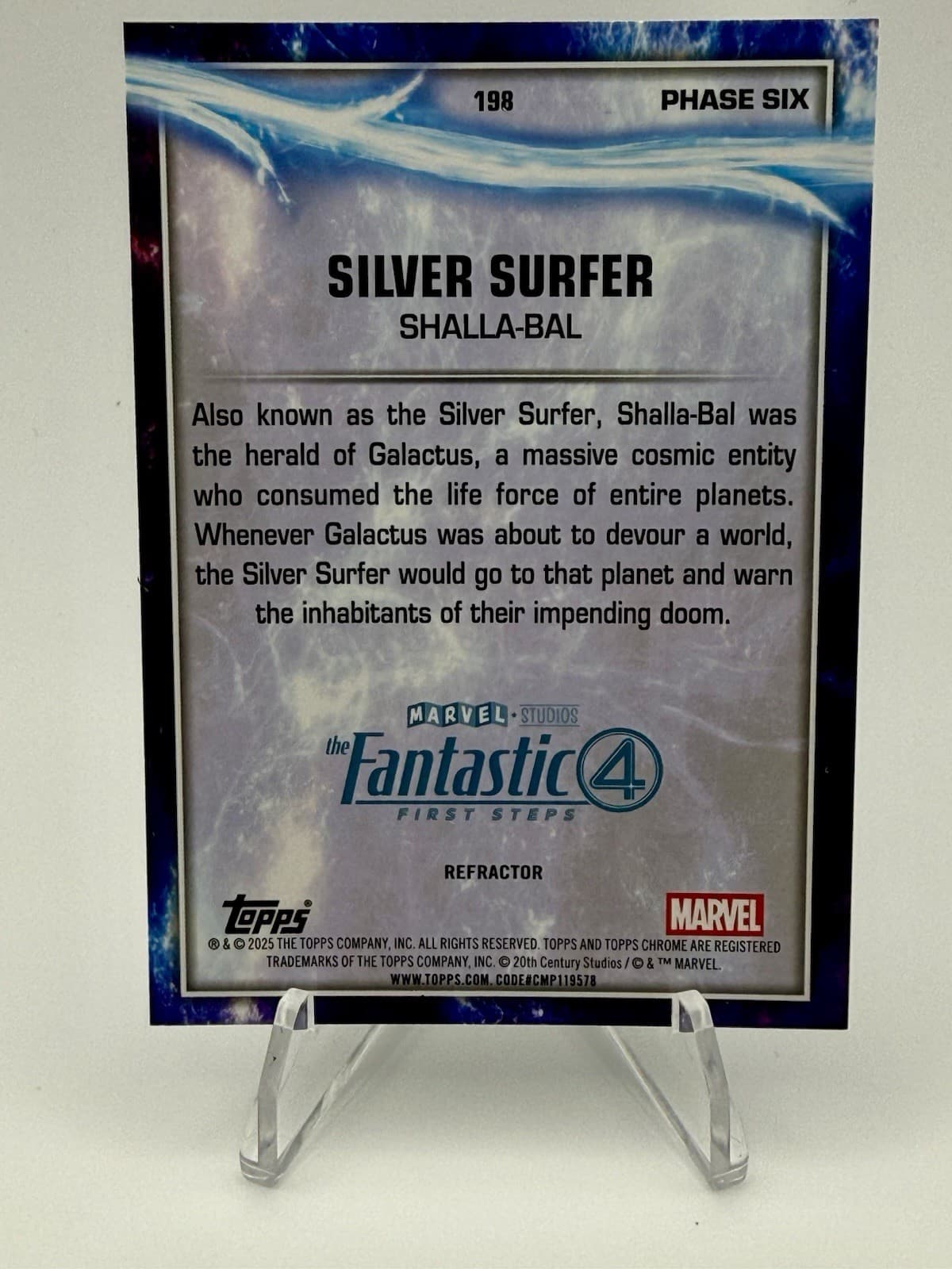 2025 Topps Chrome Marvel Studios Shalla-Bal Silver Surfer Debut Refractor #198 - Thumbnail 4